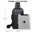USB Charging Anti-Theft Sling Shoulder Bag (Black)