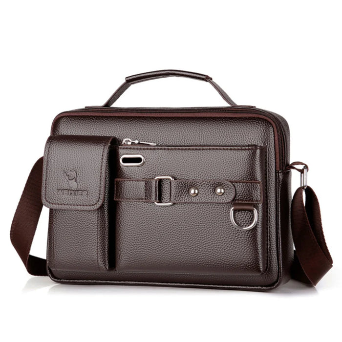 Men's Pu Leather Shoulder Bag (Chocolate color)