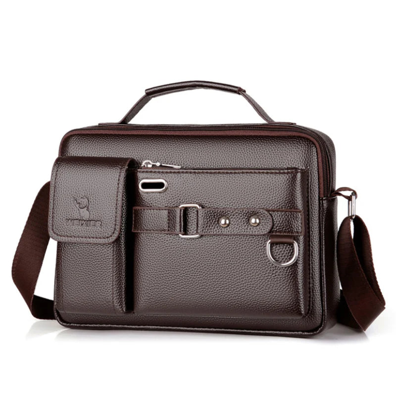 Men's Pu Leather Shoulder Bag (Chocolate color)