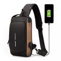 USB Charging Anti-Theft Sling Shoulder Bag (Brown)