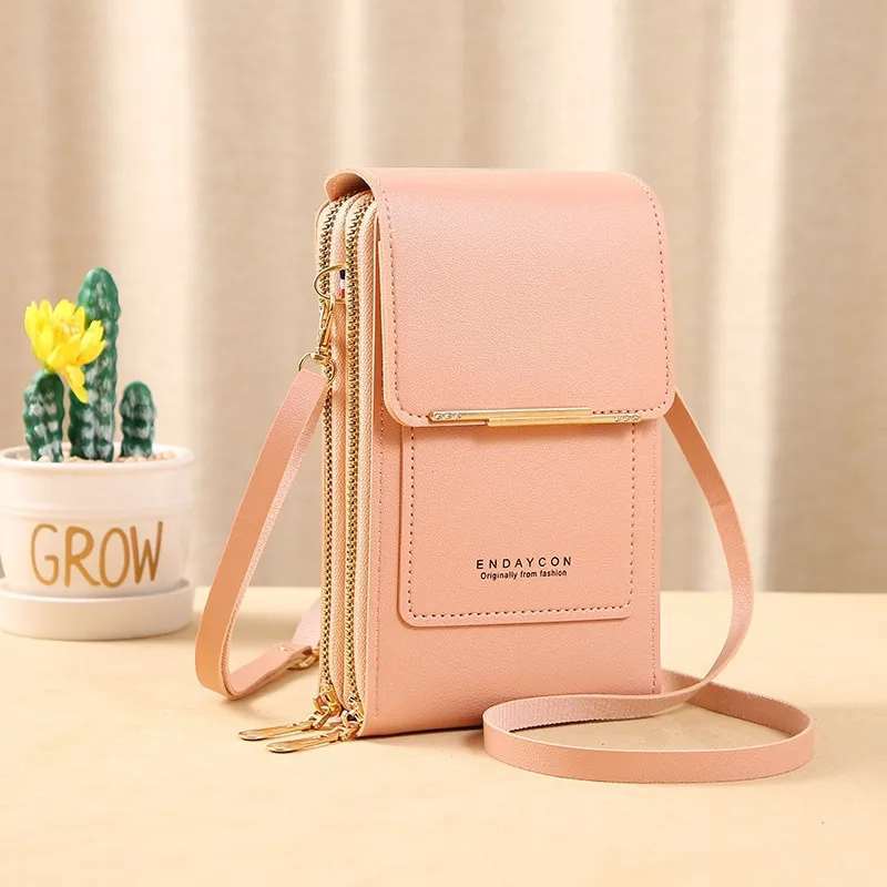 Women Soft Leather Wallets Touch Screen ( Pink color )