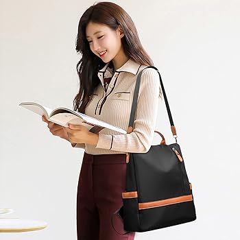 Women Large Capacity Outdoor Tote Bag ( Orange black)