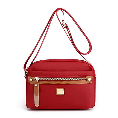 Lightweight Nylon Shoulder Bag (Maroon)