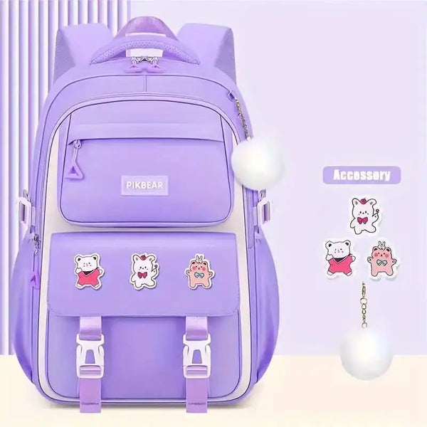Kids Waterproof Backpack School Bag (Purple)