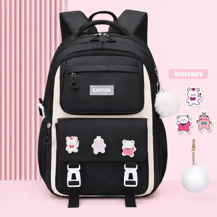 Kids Waterproof Backpack School Bag (Black)