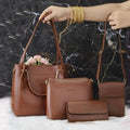 4pcs Combo Women Best Leather Tote Bag (Coffee )