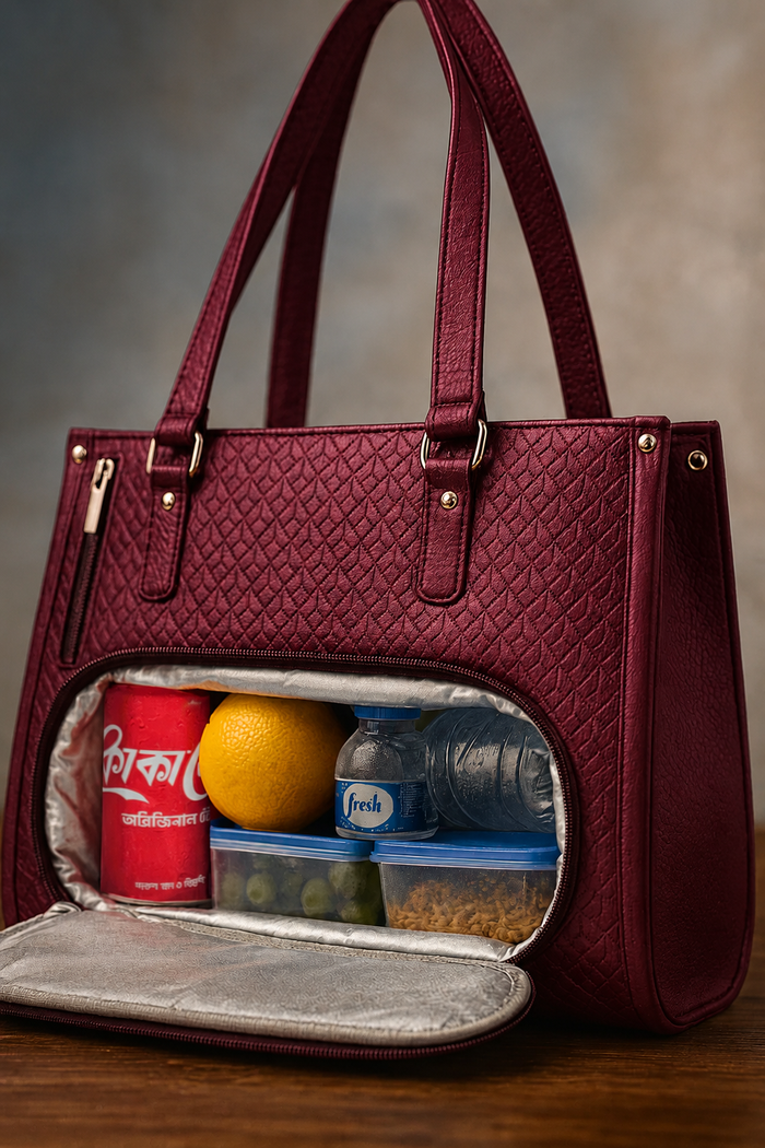 Office Travel Tote Bag with Lunch Compartment ( Maroon )