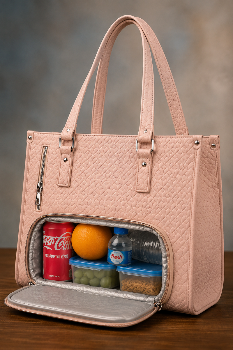 Office Travel Tote Bag with Lunch Compartment (Pink )