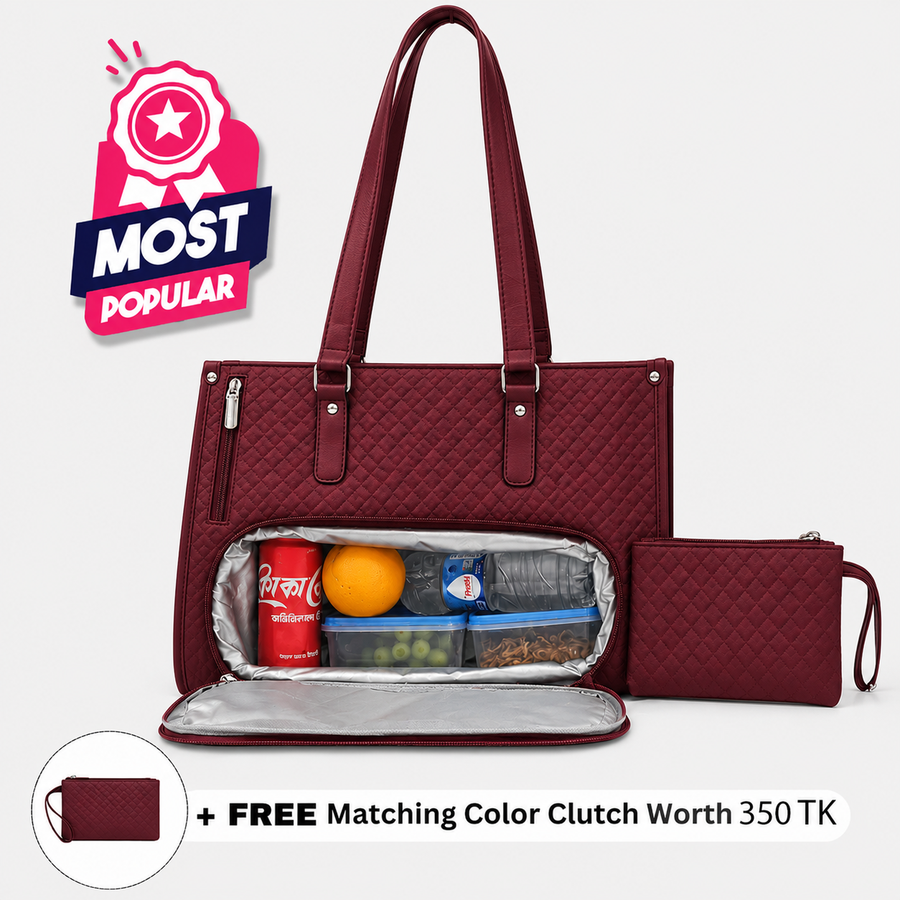 Office Travel Tote Bag with Lunch Compartment ( Color Maroon )