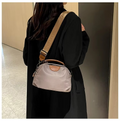 New Portable Nylon Cloth with Cowhide Shoulder Bag(Grey)