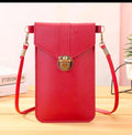 Women’s PU Leather Phone Holder Crossbody Wallet (Red)