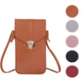 Women’s PU Leather Phone Holder Crossbody Wallet (Brown)
