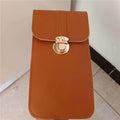 Women’s PU Leather Phone Holder Crossbody Wallet (Brown)