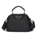 New Portable Nylon Cloth with Cowhide Shoulder Bag(Black)