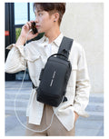 USB Charging Anti-Theft Sling Shoulder Bag (Black)