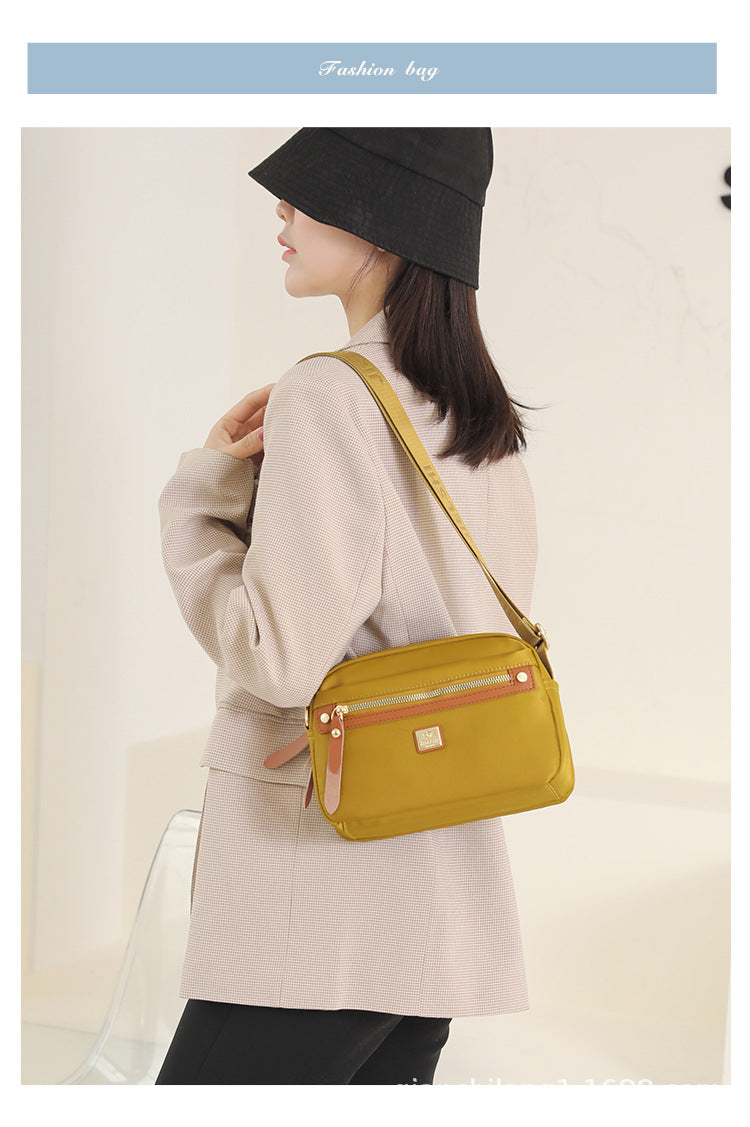 Lightweight Nylon Shoulder Bag (Golden)