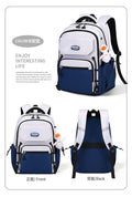 School Backpack for Middle, High School & College (White Blue)
