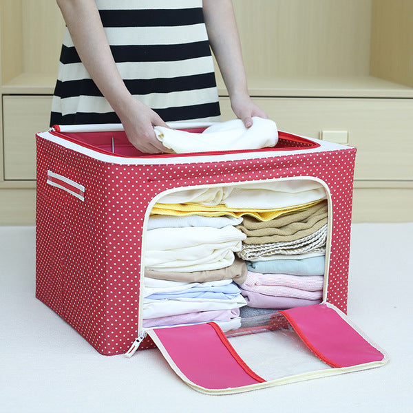 Oxford cloth large capacity fabric storage box storage basket(RED)