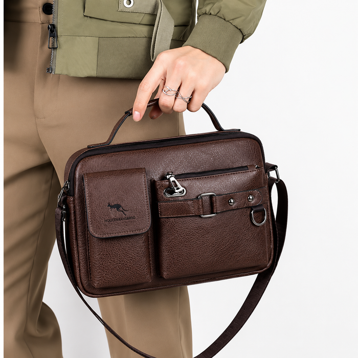 Men's Pu Leather Shoulder Bag (Chocolate color)