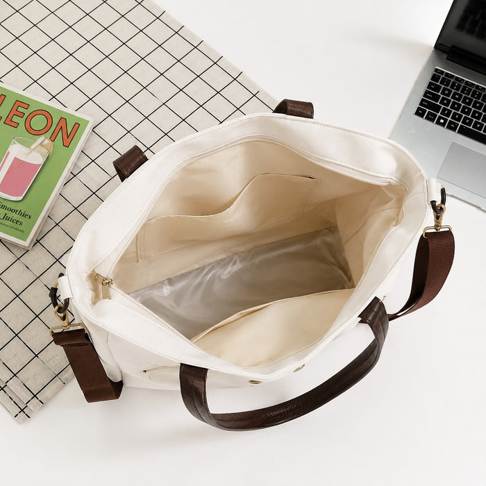 Women’s Oxford Large Tote Shoulder Bag (White)