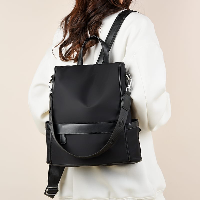 Women’s Waterproof Anti-Theft Nylon Backpack (Black)