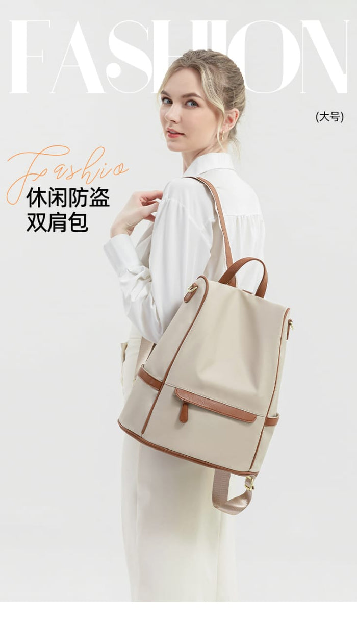 Women’s Waterproof Anti-Theft Nylon Backpack (Cream)