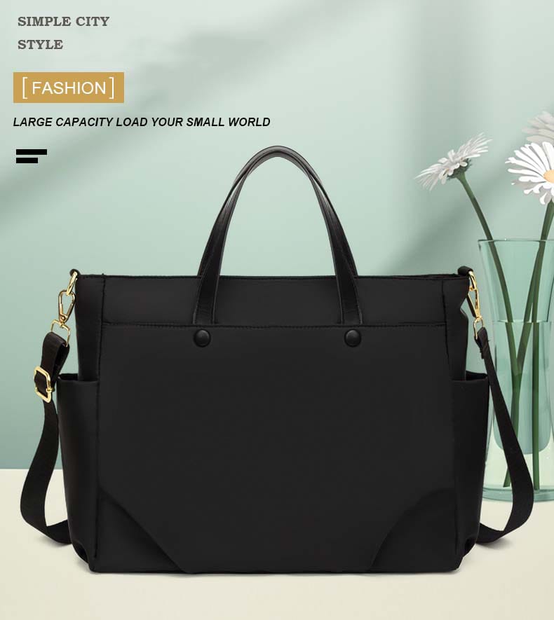 Women’s Oxford Large Tote Shoulder Bag (Black)