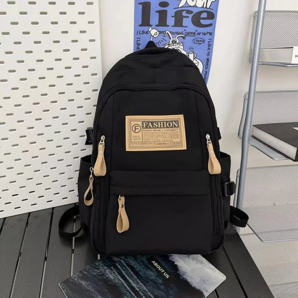 Aesthetic Large Capacity Cute Backpack (Black)