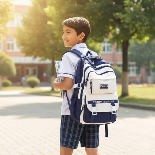 Academy Style Lightweight School Backpack (Blue)