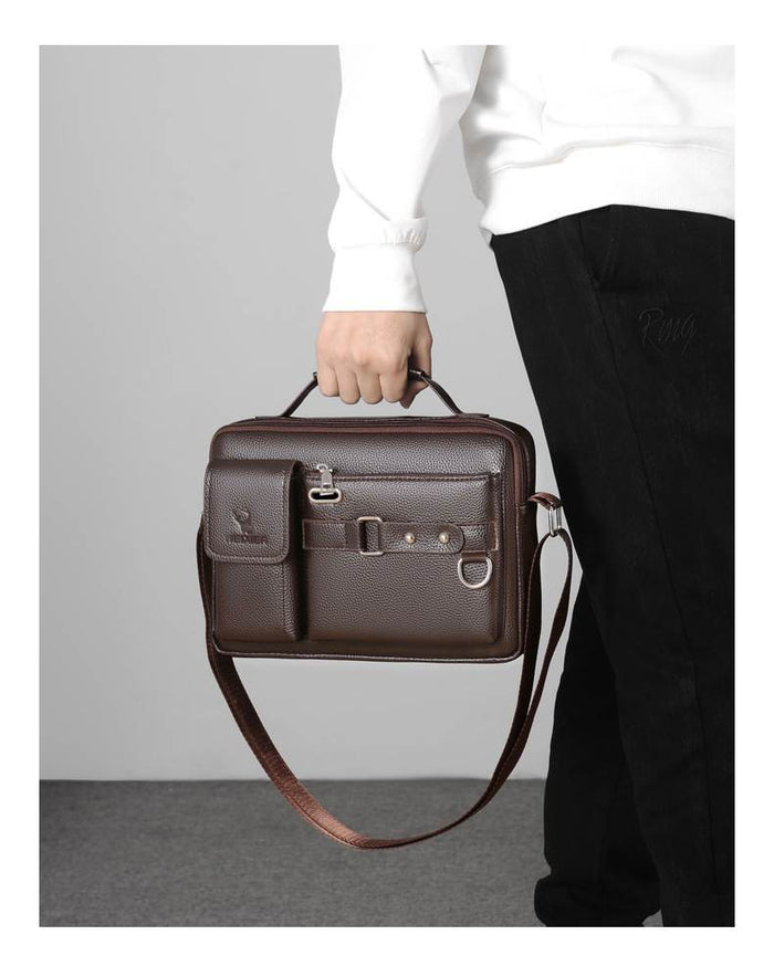 Men's Pu Leather Shoulder Bag (Chocolate color)