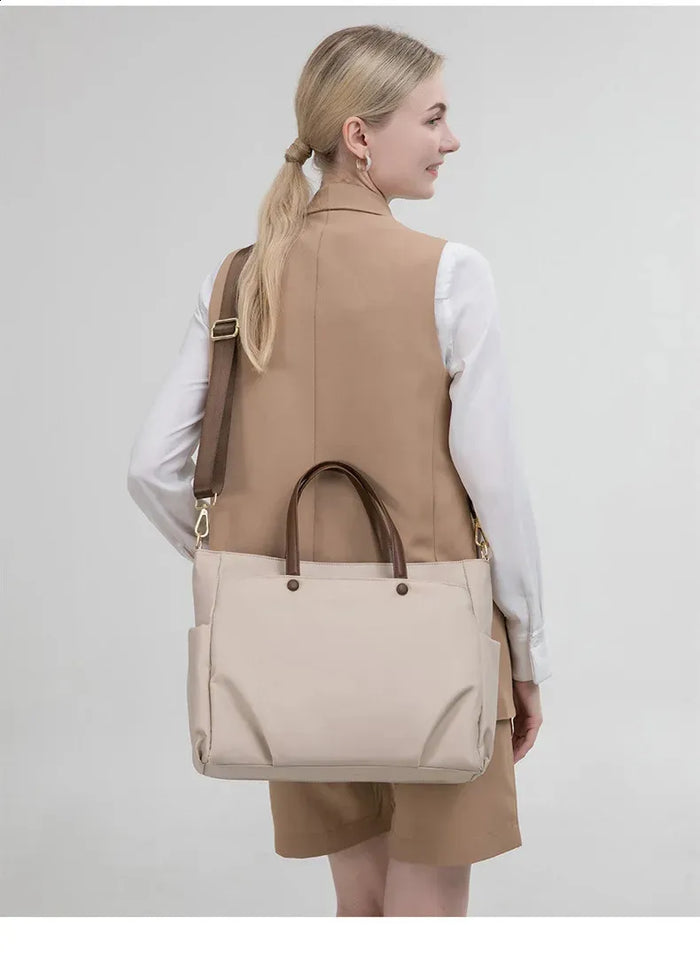 Women’s Oxford Large Tote Shoulder Bag (White)
