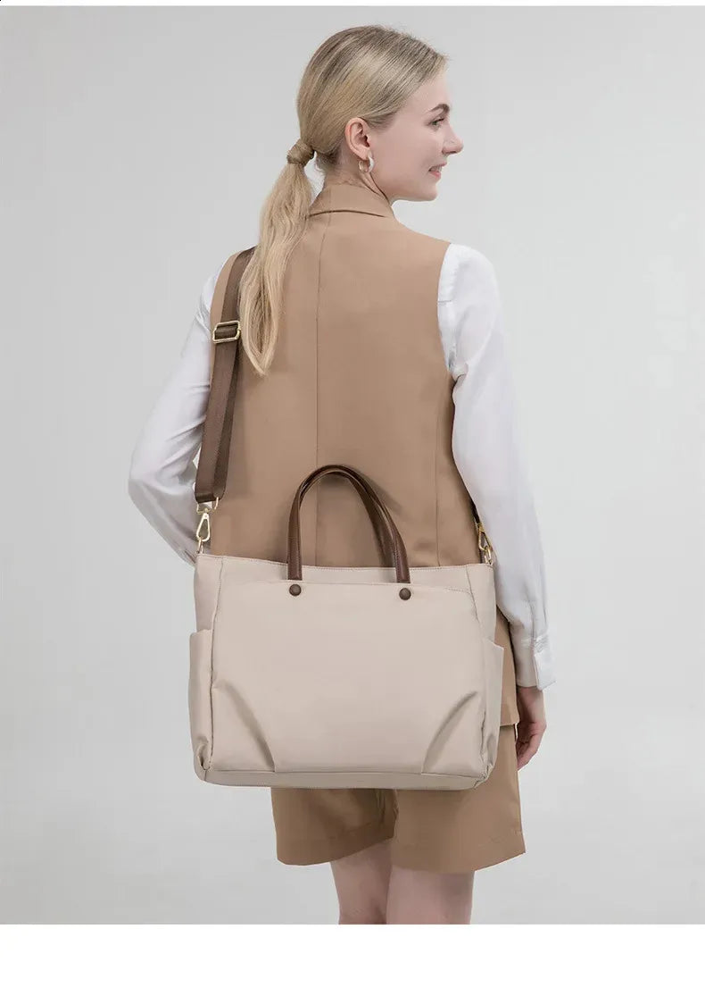 Women’s Oxford Large Tote Shoulder Bag (White)