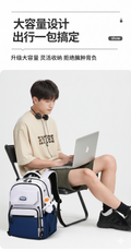 School Backpack for Middle, High School & College (White Blue)