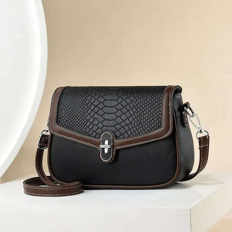 PU Leather Fashion Shoulder Bag (Black)